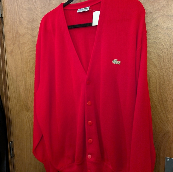 Lacoste Other - Lacoste Men's V-Neck Cardigan Sweater in Red